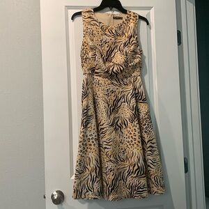 Enmain Sleeveless Black and Yellow Leopard Cheetah Dress. Small.